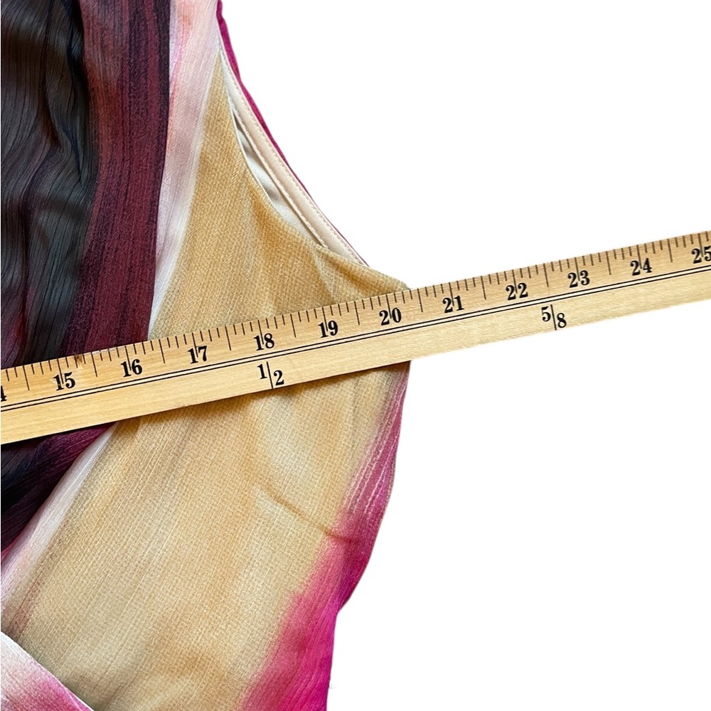 DKNY Pink/Black/Beige Print V-Neck Surplice Tie-Waist High-Low Dress - Size 14W - Picture 15 of 16